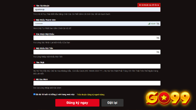 Chi tiết quy trình đăng ký Go99 đầy đủ nhất